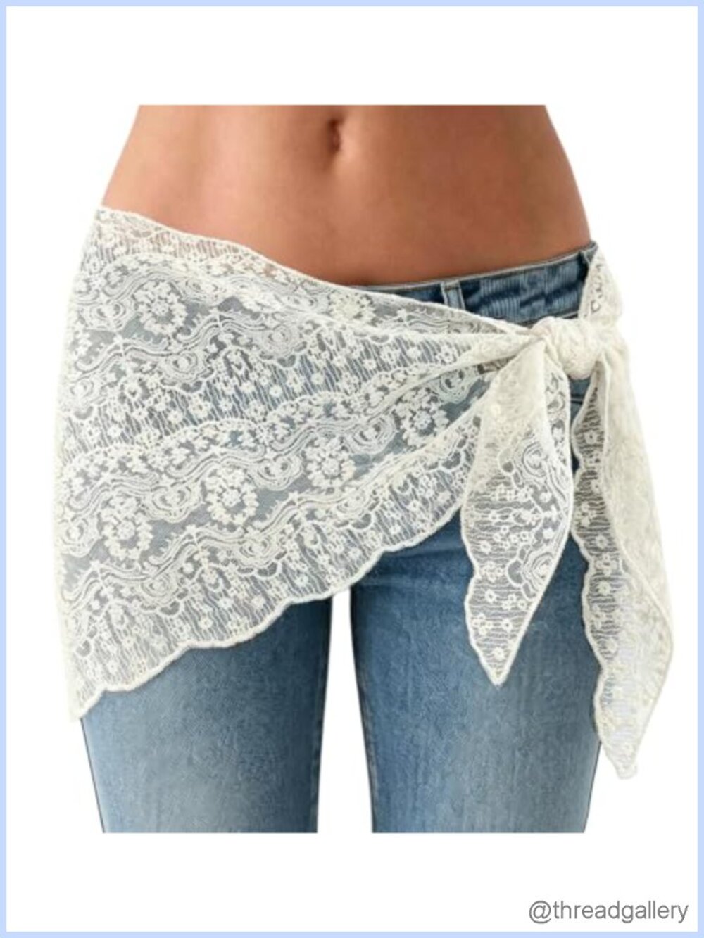 Womens Lace Tie Waist Fringe Tassel Hip Scarf Wrap Cover Up One Size